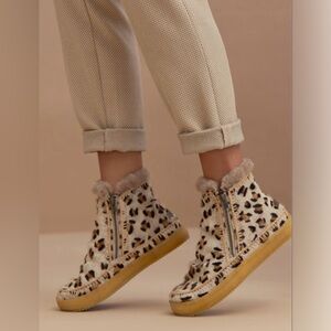 Setsu Crochet Side Zip Ankle Boot Leopard Beige